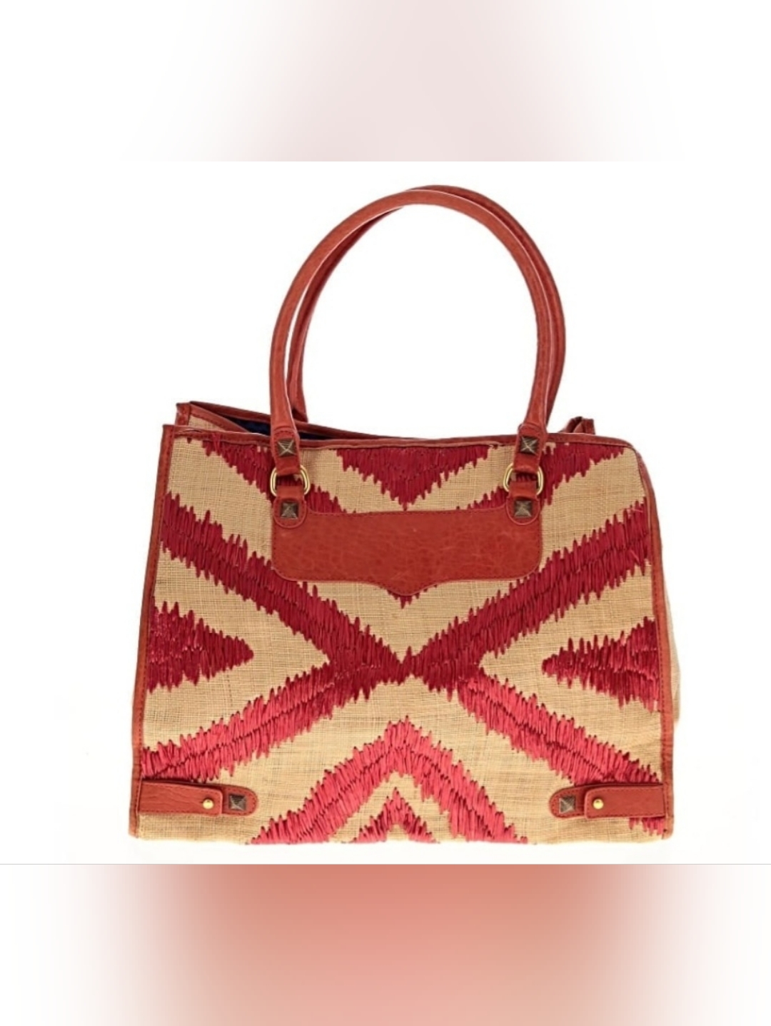 Rebecca Minkoff Red And Natural Woven Tote